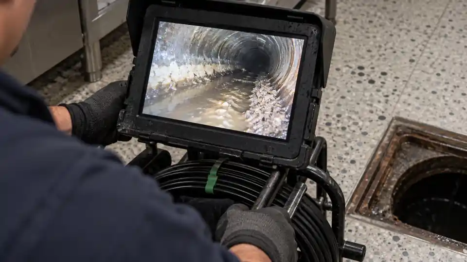 Before scheduled drain maintenance inspection and setup in Bremerton