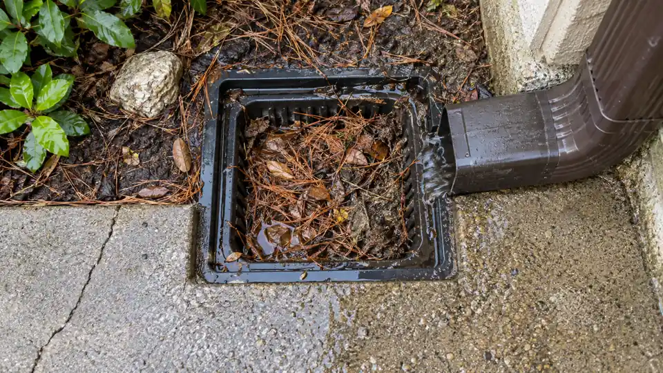 Before yard & downspout drain cleaning inspection and setup in Bremerton